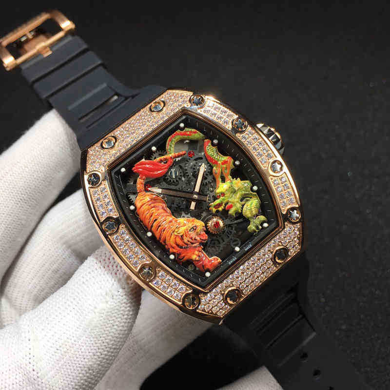 

multi-function SUPERCLONE Watch designer Luxury Mens Mechanics Richa Milles Wristwatch rds Men's Barrel Type Automatic Rm51 r Diamond Inlaid, Black
