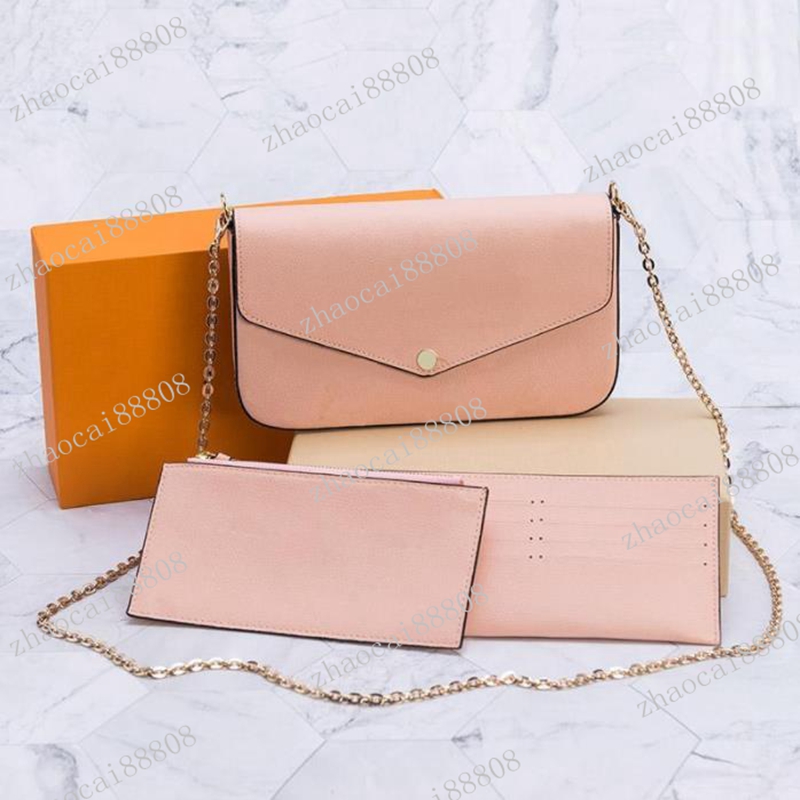 

002 Shoulder bags 3-piece set Long wallets Small purses Ladies Wallet Messenger Bags Cosmetic Handbags Designer bag Women Leather, No bag
