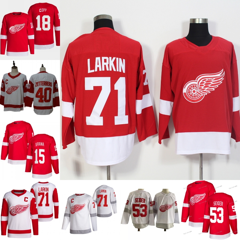 

Red Wings #53 Moritz Seider Hockey Jersey Detroit Dylan Larkin Andrew Copp Jakub Vrana Tyler Bertuzzi Ben Chiarot Lucas Raymond Jerseys Custom 100% SEWN, Mens felx base
