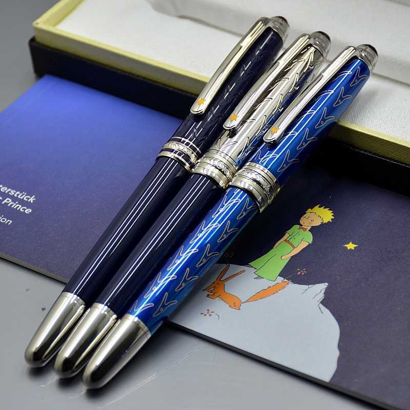 

Luxury Pen High quality Petit Prince Dark Blue Rollerball Ballpoint pens stationery office school supplies writing smooth with Serial Number, As picture shows