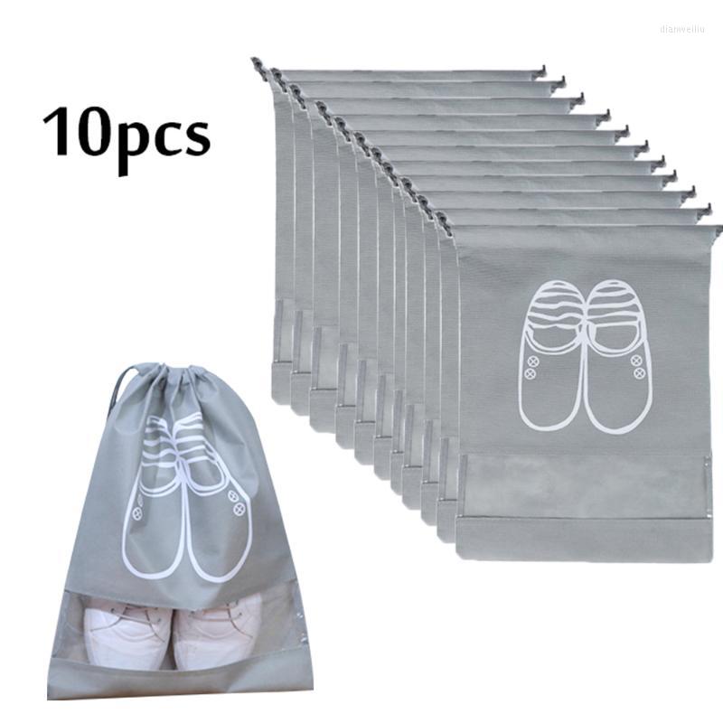 

Car Organizer 10pcs Shoes Storage Travel Bags For Boots Drawstring Transparent Window Space Saving