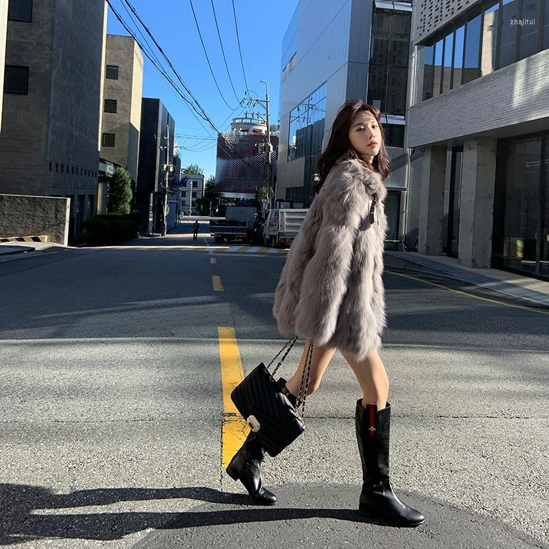 

Women' Fur Women' & Faux 2022 One Piece Coat Motorcycle Wear Medium Long Plush Winter, Black