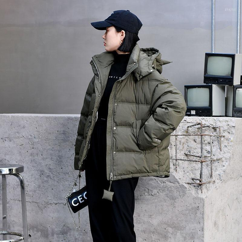 

Women' Down Women' & Parkas Puff Hooded Bright Face Jacket Short Thickened White Duck Bread Winter Coat 2022 Style, Black