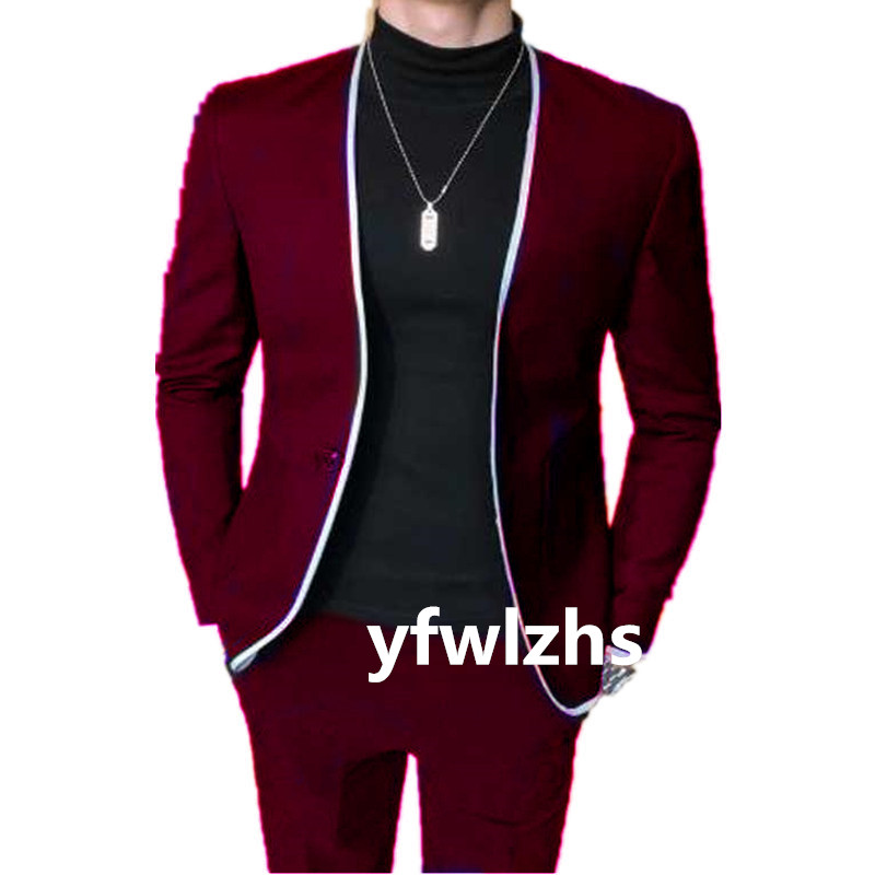 

Latest Design Tuxedos Mandarin Lapel Mens Suit Two Pieces Formal Business Mens Jacket Blazer Groom Tuxedo Coat Pants 01282, Same as image