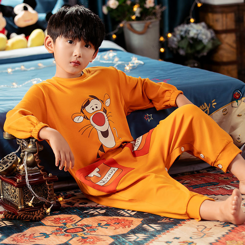 

Disney children's pajamas Tiger autumn winter long sleeved thin cotton home clothes Boys' one-piece clothes