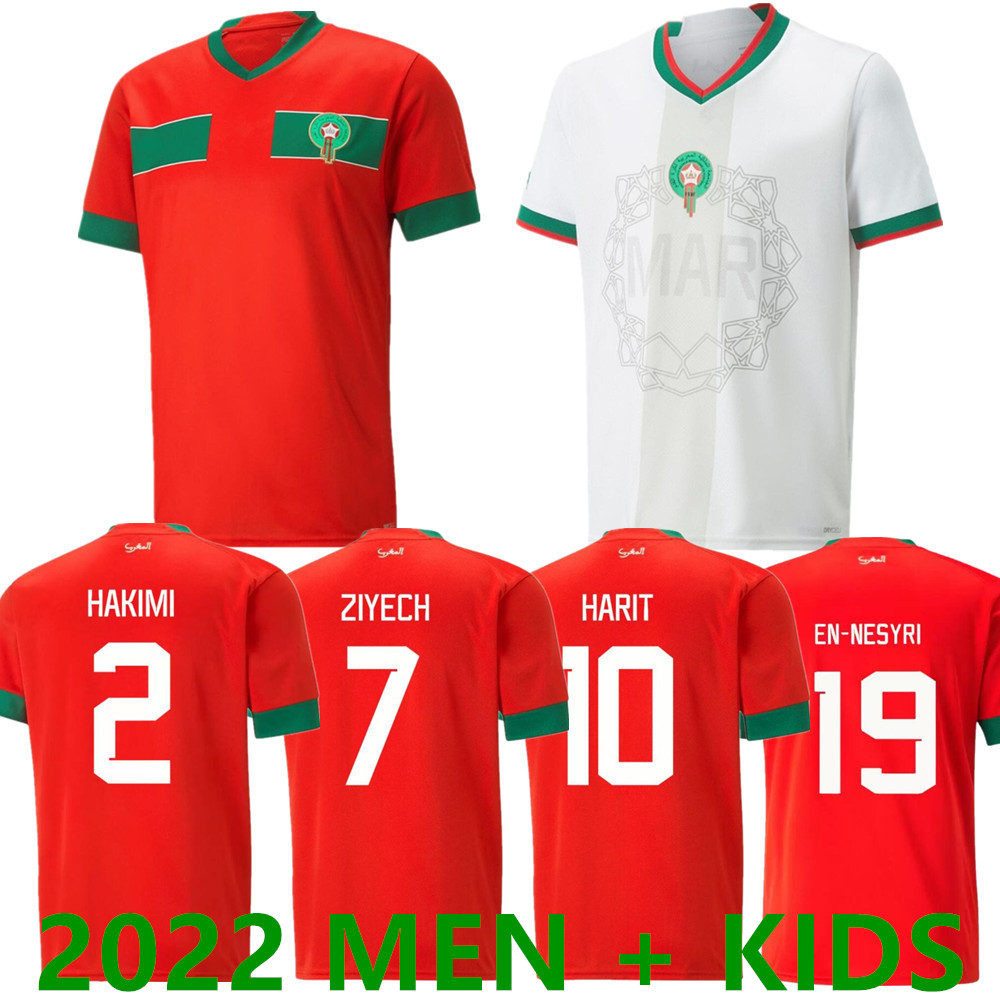 

2022 Morocco soccer jerseys HAKIMI Maillot marocain ZIYECH EN-NESYRI football shirts 22 23 HARIT SAISS IDRISSI BOUFAL jersey Maroc national team men kids kit, 2022 home+wc2022 patches