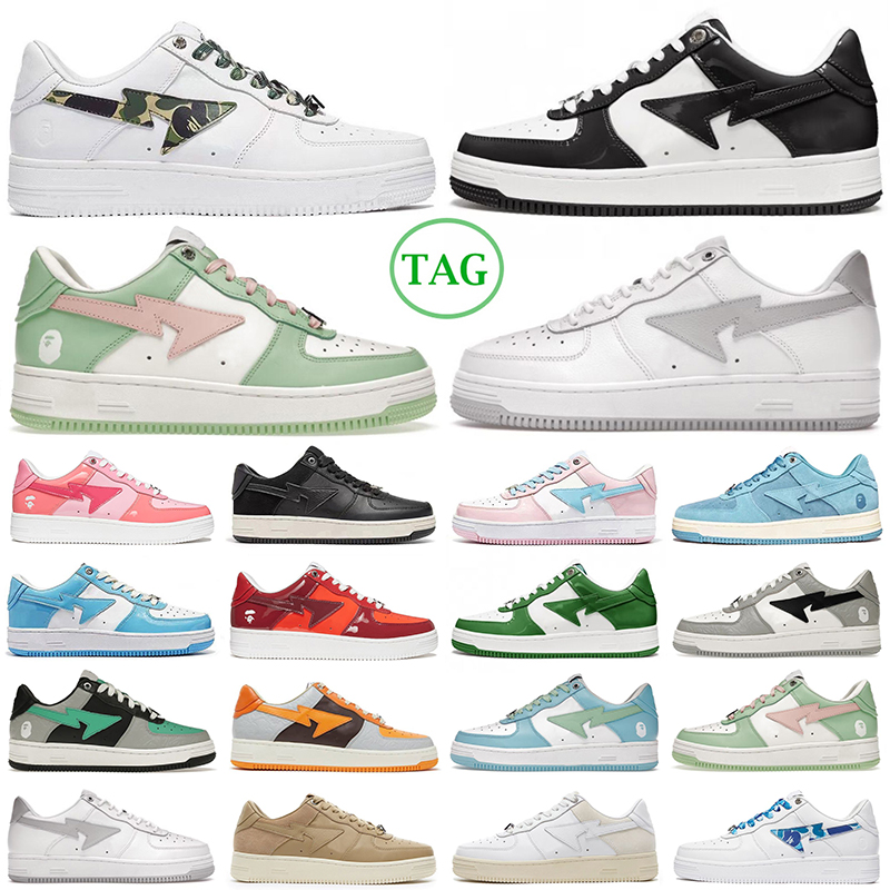 

2023 Bapesta Bapestas Baped Sta 2023 Sk8 Low Men Women Black White Pastel Green Blue Suede Pink Camo Combo Orange Mens Womens Trainers, 36-45 black
