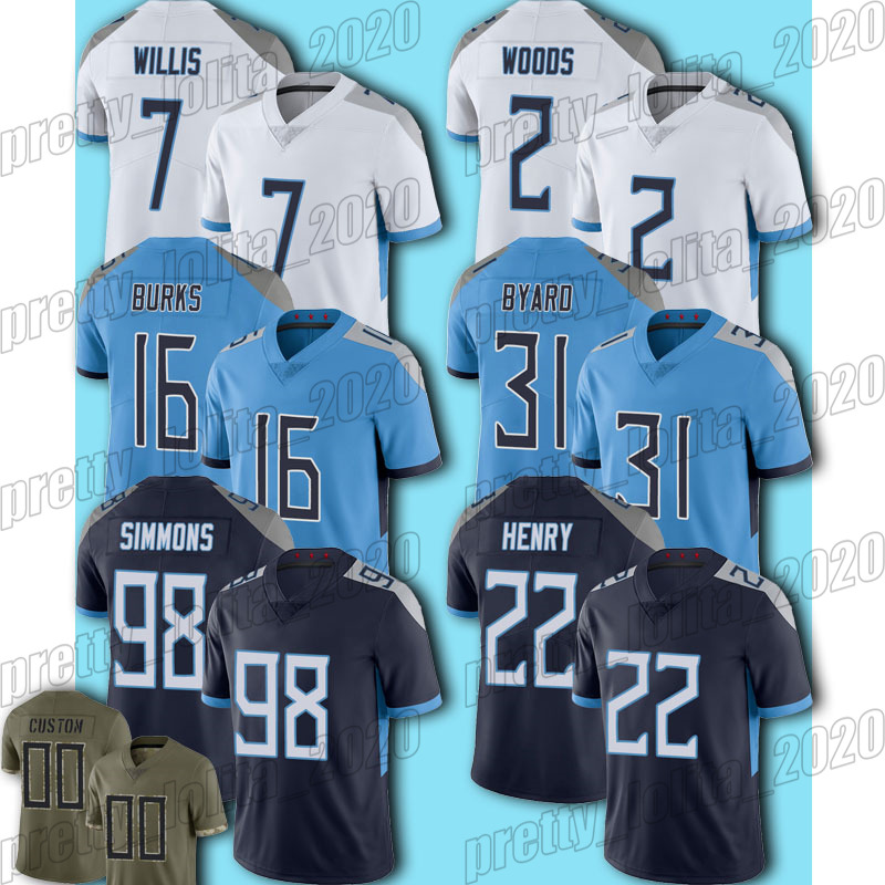 

22 Derrick Henry Football Jersey Tennessee Titans Ryan Tannehill Robert Woods Treylon Burks David Long Jr Jersey Kevin Byard Jeffery Simmons Randy Bullock Autry, Man custom jersey (tt)