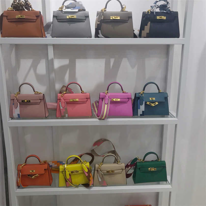 

Designer Kelys Bags Herme Handbags Second Generation Mini Kelys Women 2022 New Minority Design Color Wide Shoulder Strap Hand One Messenger 2TEX, Green