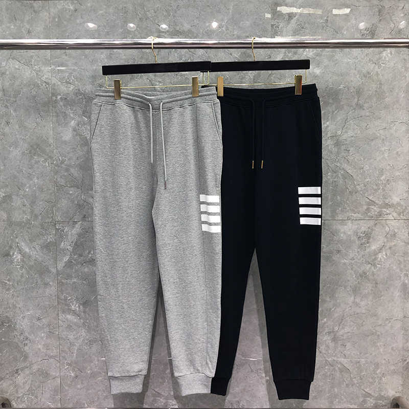 

New Tb Thom Sweatpants Autunm Winter Pants Fashion Brand Trousers Classic Cotton Pique Side Insert 4-bar Jogger Sweatpant, Gray