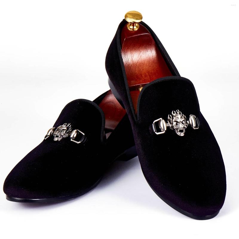 

Dress Shoes Harpelunde Mens Skull Buckle Flat Black Velvet Slippers Comfortable Loafers Size 6-14