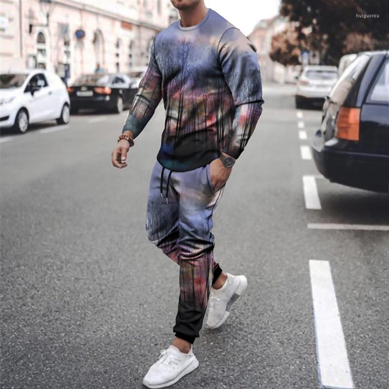 

Men' Tracksuits Men' 2022 Printed T-shirt 2-piece Sportswear Long-sleeved Pants Pullover Suit Casual Clothing, Wyt5127