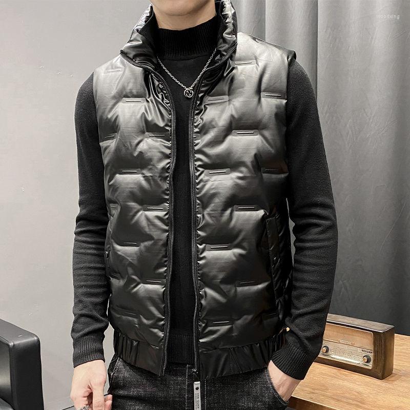 

Men's Vests 2022 Autumn Winter Waterproof Vest Coat Fashion Ultra Light Sleeveless Down Cotton Waistcoat Jacket X12, Grey