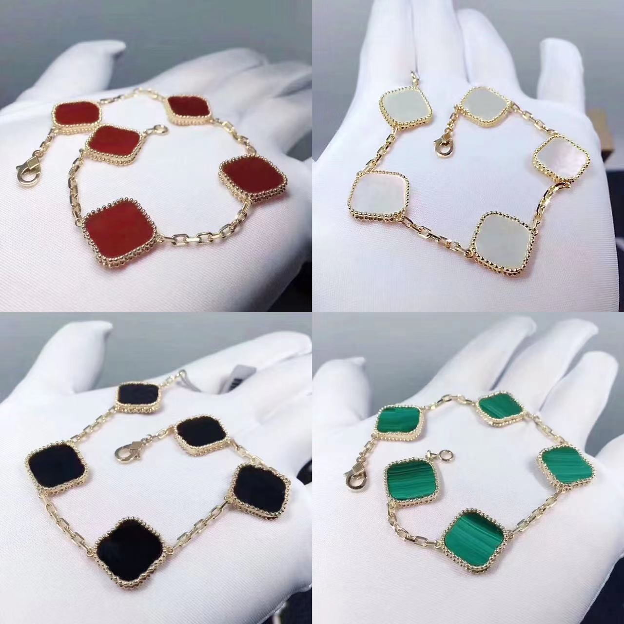 18k4 feuilles Grass Bracelet Bracelet Fashion Designer Bangle Pearl Shell Girl Valentin de la Saint-Valentin Gift 316L Bijoux en acier inoxydable