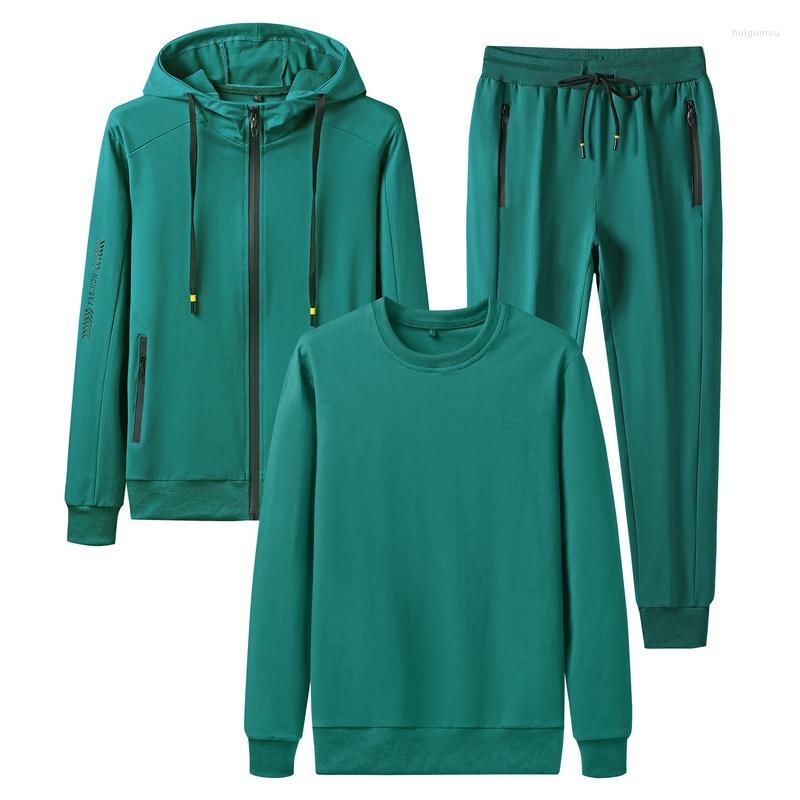 

Men's Tracksuits Men's Hooded Tracksuit Men 3 Piece Set 2022 Spring Solid Sportswear Sweatshirt Casual Jogging Sweatpants For, Green hoodie men