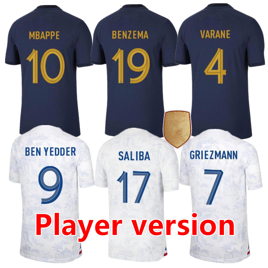 

Player version 2022 soccer jerseys 2023 French club Full Sets BENZEMA MBAPPE GRIEZMANN SALIBA COMAN PAVARD KANTE Maillot de foot equipe Maillots football shirt, Player 2022 home