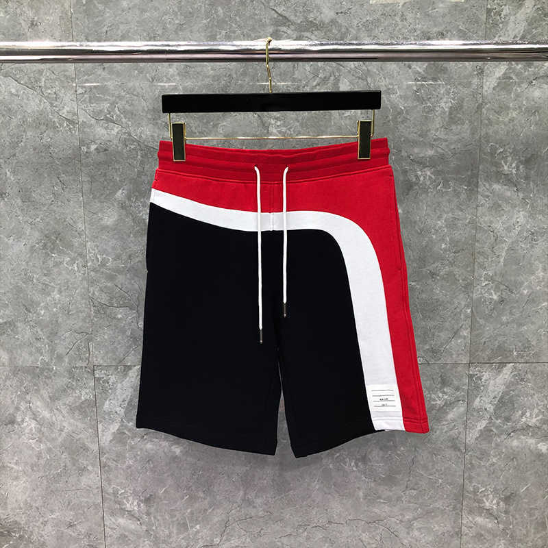 

Tb Thom Summer Male Shorts Fashion Brand Assorted Colors Slim Casual Sports Sweatshorts Yarn-dyed Cotton Shortpants, Navy blue