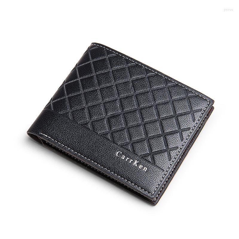 

Wallets Men's Wallet Letter Casual Embossed Plaid Male Multi-card Position Zipper Tri-fold Fashion Coin Purse Clutch Money Clip, 015 coffee