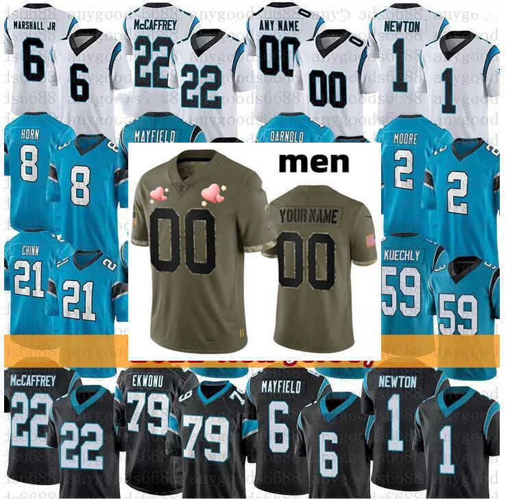 

Football Jerseys Carolina''Panthers''21 Jeremy Chinn 12 Shi Smith 79 Ikem Ekwonu 6 Baker Mayfield 22 Christian McCaffrey 2 DJ Moore 30 Chuba Hubbard, Colour