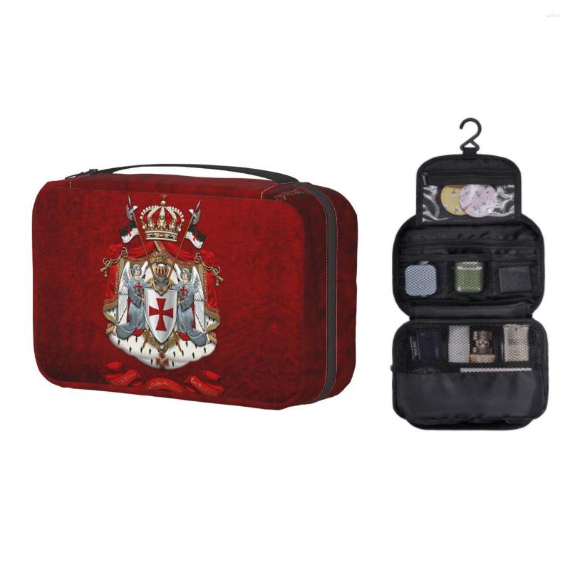

Cosmetic Bags Knights Templar Flag With Coat Of Arms Travel Toiletry Bag Women Hanging Medieval Warrior Cross Makeup Dopp Kit, Yellow