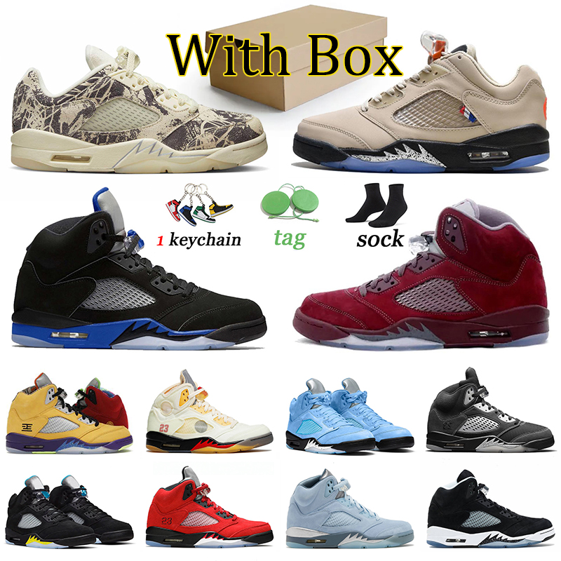 

Professional 5 Trainers Basketball Shoes 5s Men Women Jumpman 5 Low PSGs Expression Offs White Green Bean Jade Horizon Sneakers Sports Racer, 40-47 blue bird