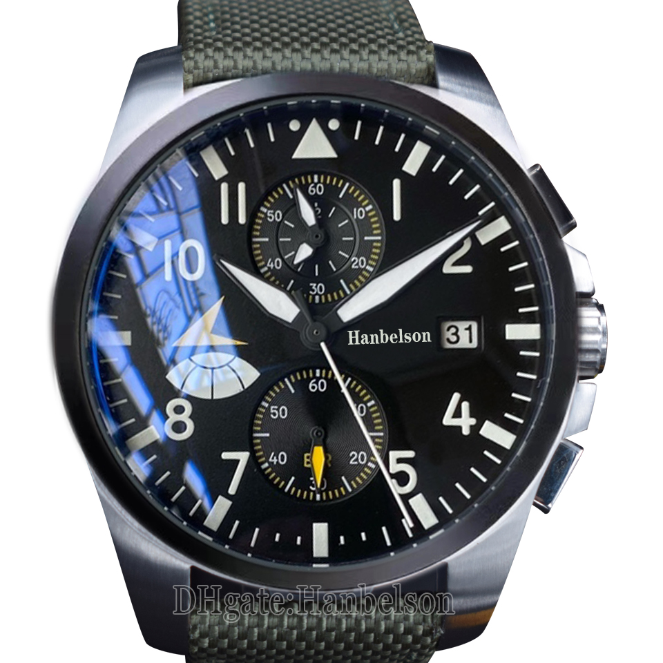 

Watch mens Racing Llimited edition Automatic Movement Steel shell Black face Nylon strap wristwatches 43mm, Model 4 silver case with green strap