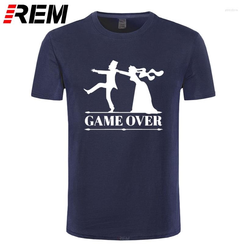 

Men' T Shirts REM Game Over Bride Groom Bachelor Bachelorette Shirt Funny Tshirt Mens Clothing Short Sleeve Camisetas T-shirt