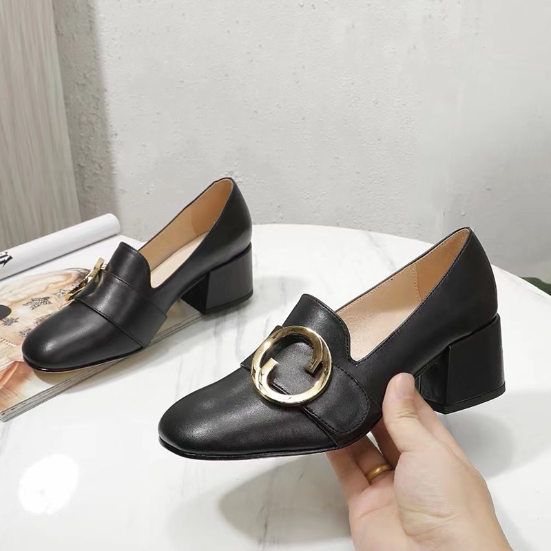 

2023Ne wFor Woman Shoes Metal buckle Genuine Leather Fashion Women High Heel Shoes Autumn Luxury Designer Female Shoes Pumps Foot wea 35-42size, Shoe box