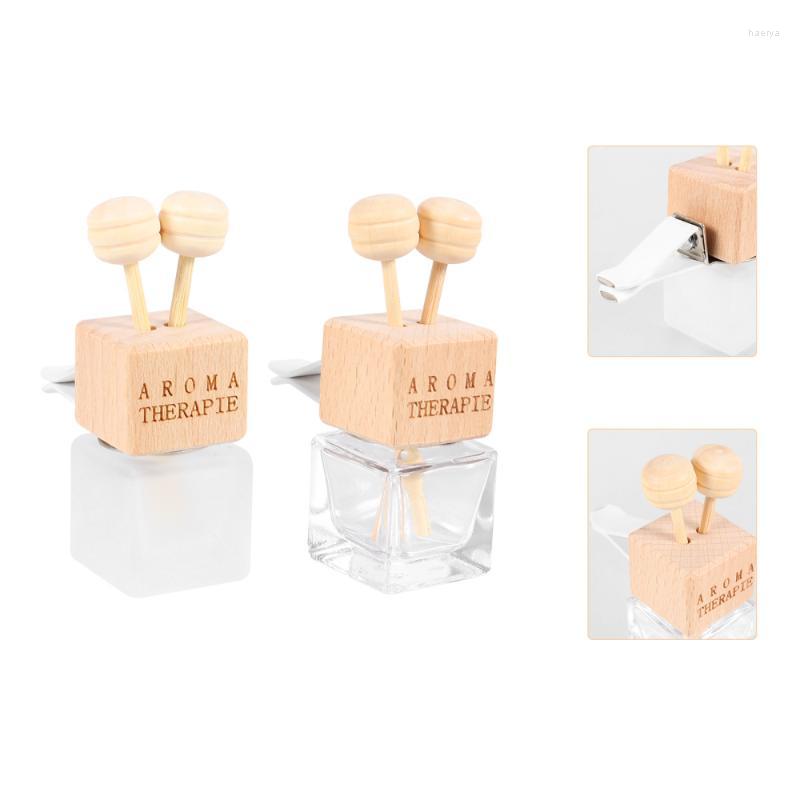 

Air Vent Perfume Bottle Wooden Lid Rotatable Glass Diffuser Decor Car Freshener