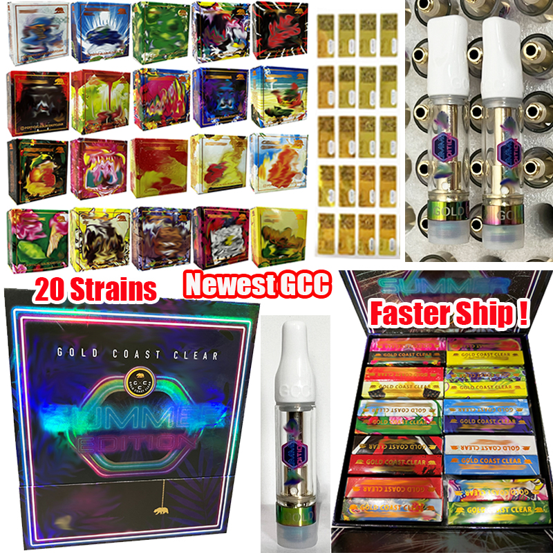 

Gold Coast Clear Vape Cartridges Summer Editions GCC Atomizers Disposable Dazzle Vape Pen 0.8ml 1ml 510 Thread Carts Vapes Packaging Ceramic Coil Atomizer Wholesale