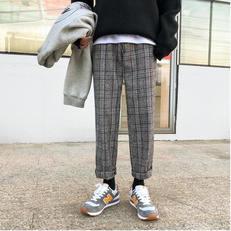 

Men's Pants Men's Spring Plaid Men Fashion Retro Casual Trousers Man Streetwear Hip Hop Loose Trend Wild Joggers Sweatpants Male -2XL, Coffee gewen