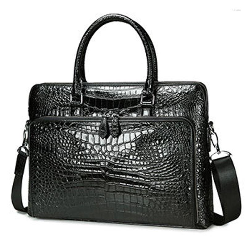 

Briefcases 2022 Luxury Alligator Crocodile Genuine Leather Business Men's Briefcase Designer Shoulder Bag Men Messenger Laptop Computer, Black