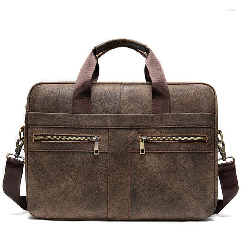 

Briefcases Luufan Men's For Laptop Bag 14'' Genuine Leather Messenger Bags Men Computer Documents A4 Portfolio, 8824coffee