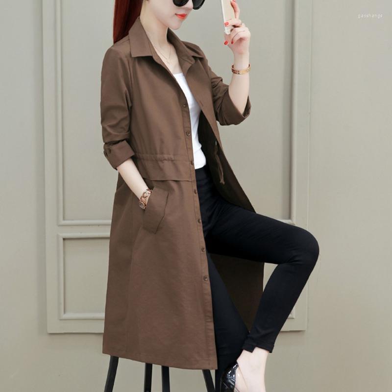 

Women's Trench Coats Fashion Women Winter Vintage Jacket Lapel Solid Office Lady Long Sleeve Windbreaker All-match Coat For Daily Life, Co