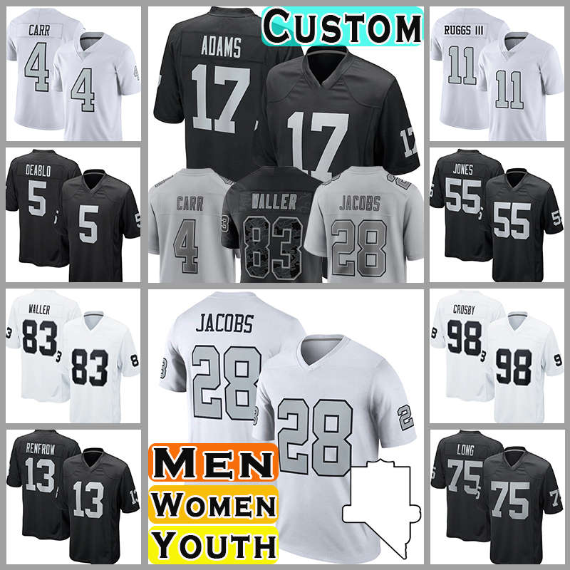 

98 Maxx Crosby Football Las Vegas Raiders Darren Waller Derek Carr Jerseys Davante Adams Josh Jacobs Hunter Renfrow Chandler Jones Johnathan Abram Zamir White Long, Custom men 2022(t x z)