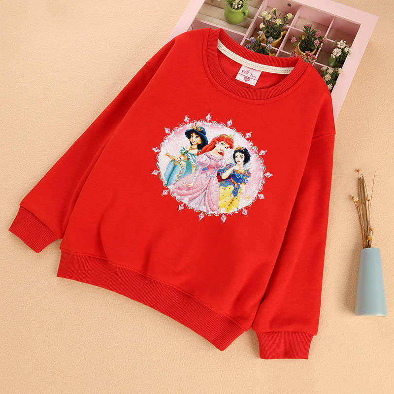 

Disney pullover girls' plush autumn and winter new princess top sweater children's warm clothes cute candy party time, Pink