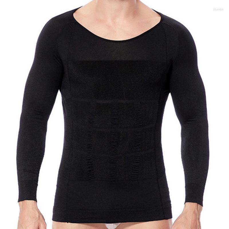 

Men's Body Shapers Men's Mens Slimming Shaper Seamless Long Sleeve Compression Shirt Tummy Control Gynecomastia Gym Workout Undershirt