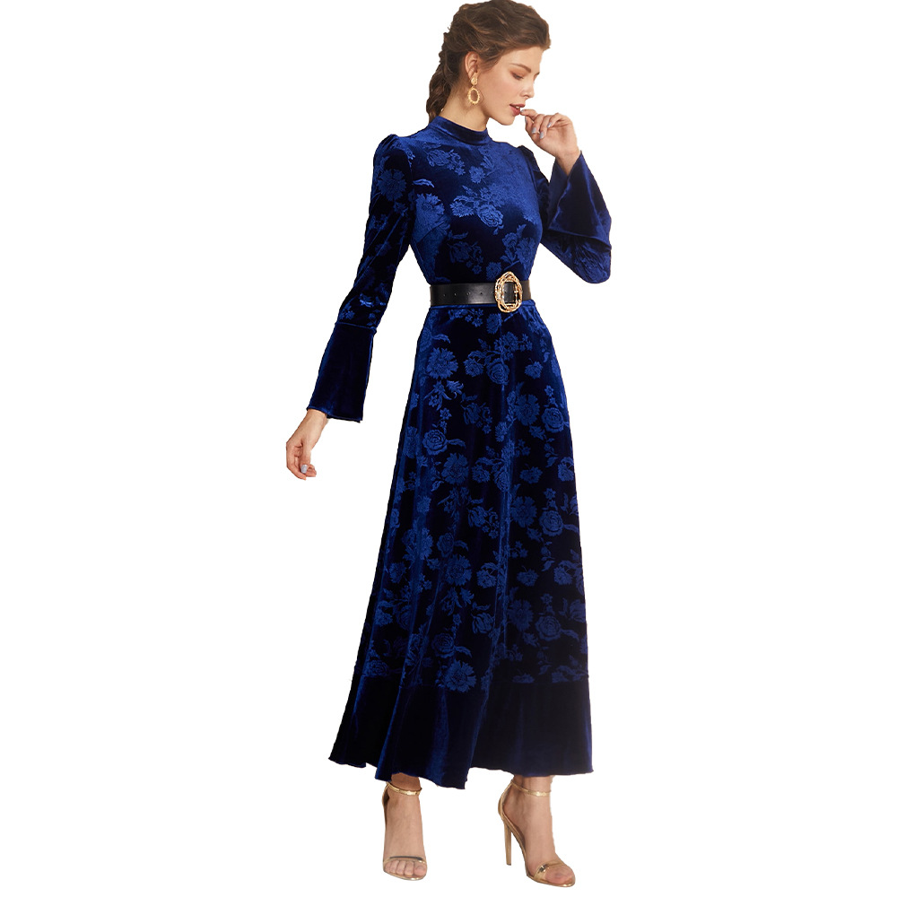 Dubaï musulman luxe sirène robes de soirée longue dentelle appliques manches longues perles cristal étage longueur robe de bal formelle robes de