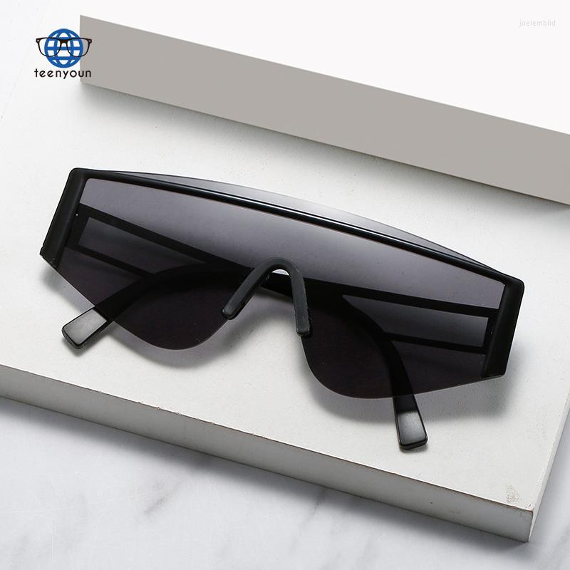 

Sunglasses Teenyoun Shades Fashion Ocean Piece Square Integrated Metal Big Frame Sunshade Women Sun Glasses