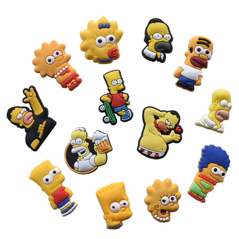 

Anime charms wholesale Simpsons cartoon charms shoe accessories pvc decoration buckle soft rubber clog charms fast ship, Equally mixed colors