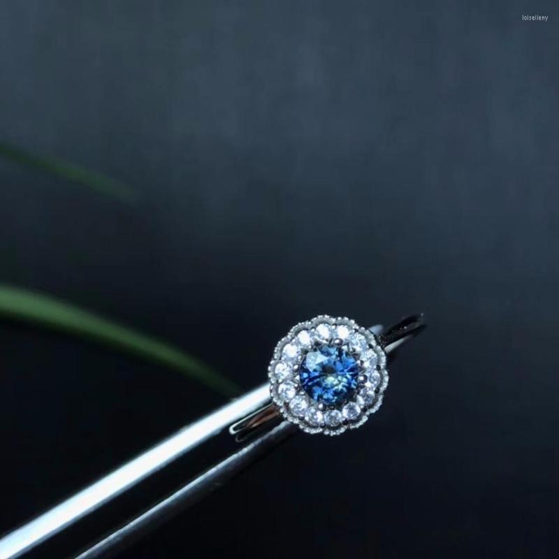 

Cluster Rings Natural Sapphire Ring Classic Style Perfect Quality Gemstone 925 Silver Especially Recommended