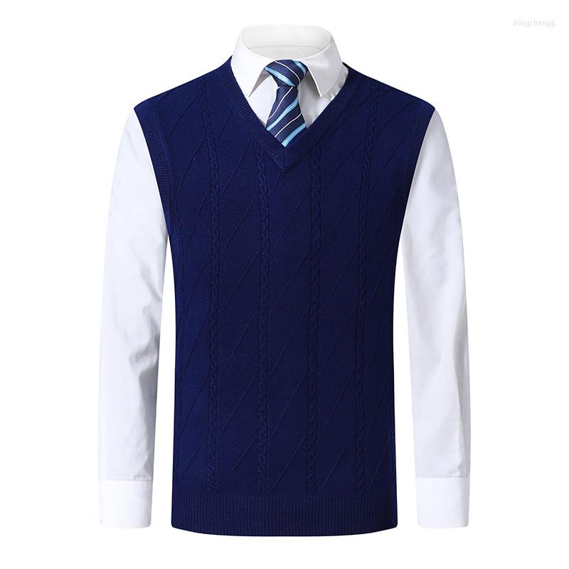 

Men's Vests Autumn Men's Knitted Vest Casual Sweater Solid Color, Dark grey