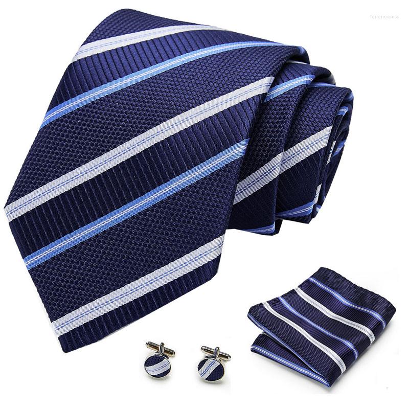 

Bow Ties 8cm Tie Set Silk Jacquard Mens Necktie Paisley Gravata Hanky Cufflinks Pocket Handkerchief For Wedding