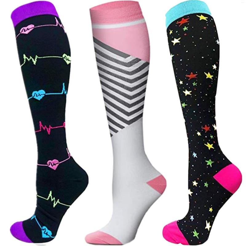 

Men's Socks Compression Stockings Running Cycling Hiking Nylon Anti-swelling Better Blood Circulation Sports Black, Wysz03-white