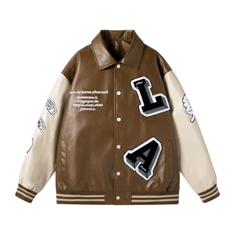 

Mens Jackets Jacket Men Embroidery Baseball Pu Leather Coats College Luxury Fleece Pilot 220930, Green