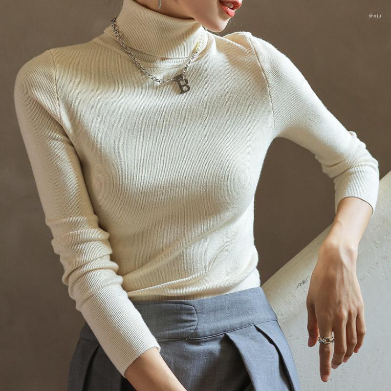 

Women's Sweaters Basic Autumn Tight Female Pullover Causal Long Sleeve Top Women Winter Turtleneck Sweater Office Lady  Jumper, Blue