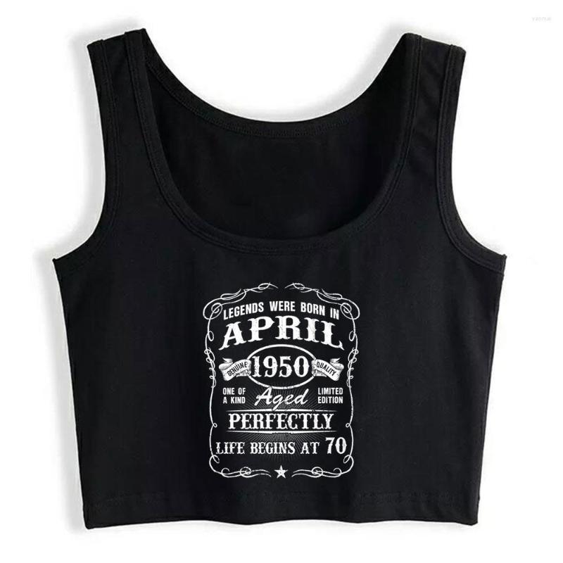 

Women' Tanks Crop Top 70th Birthday Gifts In April 1950 Summer Inscriptions Print Y2k Tops Womens Blusas Mujer De Moda 2022 Verano, Black