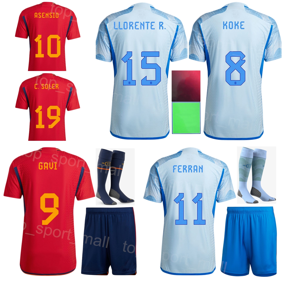 

Men Youth Spain Jerseys Soccer National Team PACO ALCACER CAZORLA PIQUE DIEGO COSTA SILVA ISCO DAVID VILLA XAVI FABREGAS Football Shirt Kits 2022 World Cup XiBanYa, Kids