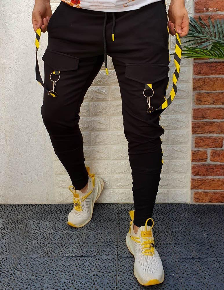 

Men's Pants Men's Autumn And Winter 2022 Casual Sports Color Matching Hip Hop Fitness Ankle Zipper Splicing Trend, Black with yellow
