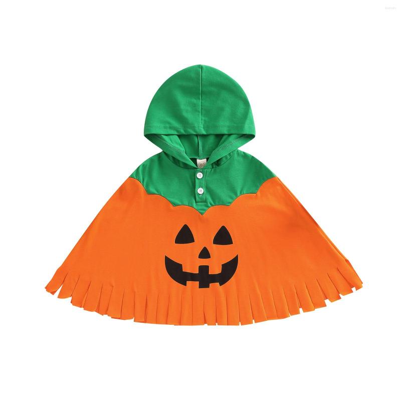 

Coat 2 Colors Infant Baby Girls Boys Halloween Cloak Pumpkin Face Print Patchwork Ling Sleeve Hooded Cape Outwear